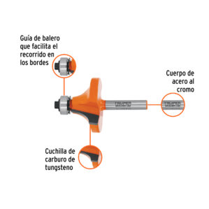 Broca para router, redondeado, 1-1/2" con balero