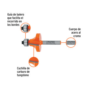 Broca para router, redondeado, 1-1/4" con balero
