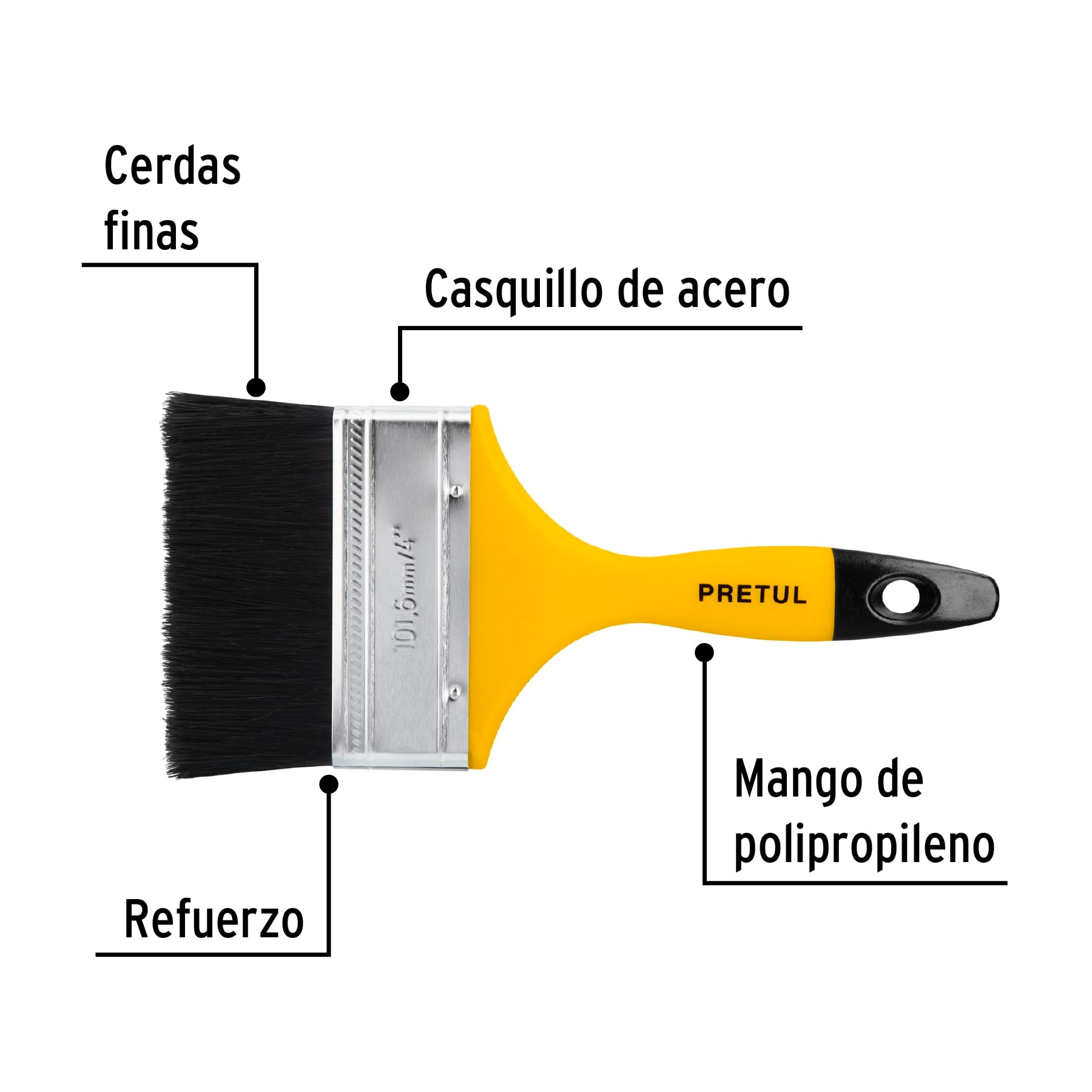 Brocha mango de plastico 4" Pretul