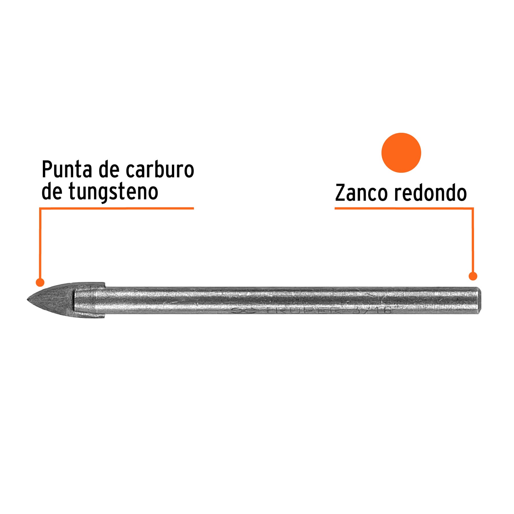 Broca para vidrio y azulejo 3/16"