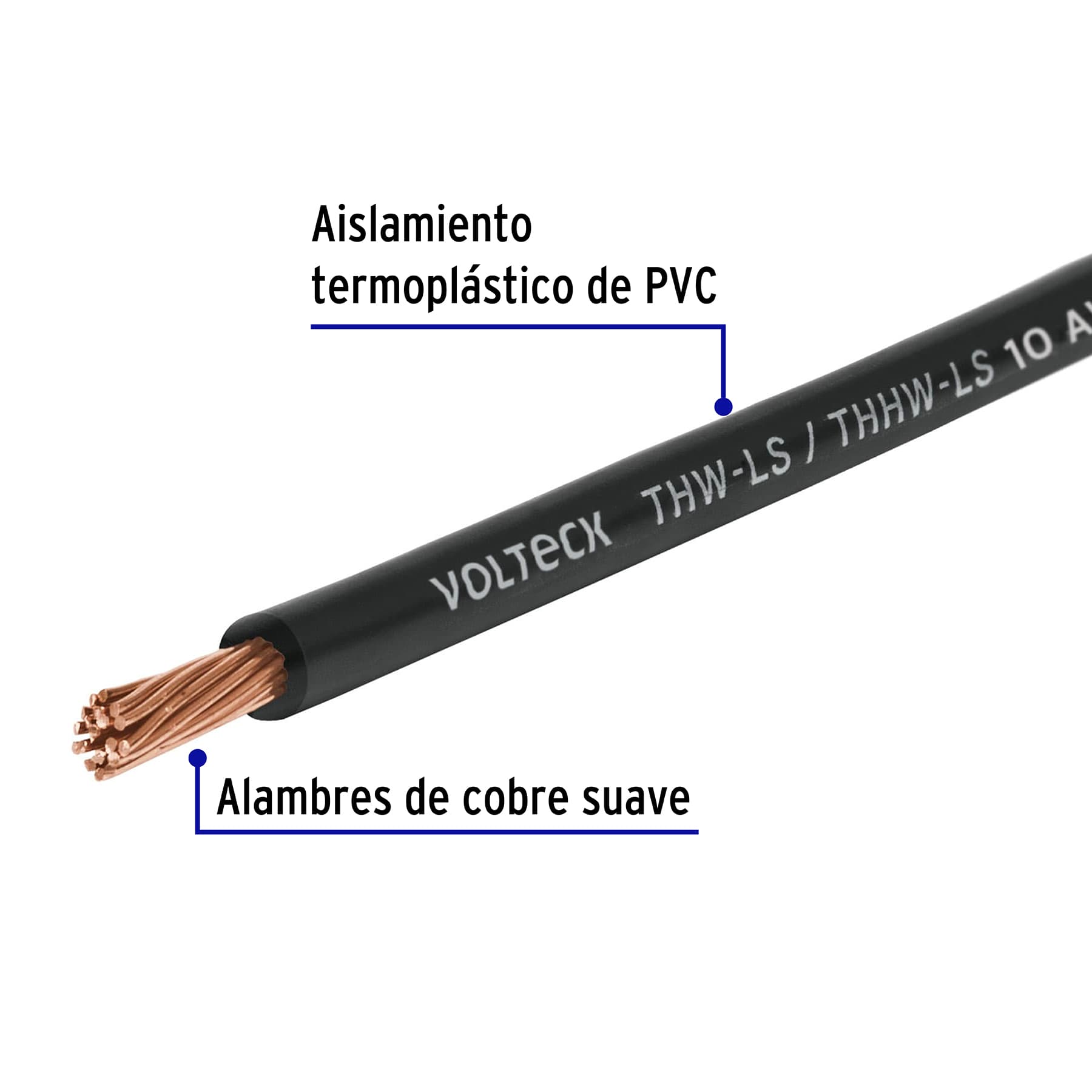 Cable Luz 10 AWG THHW-LS negro rollo 100m