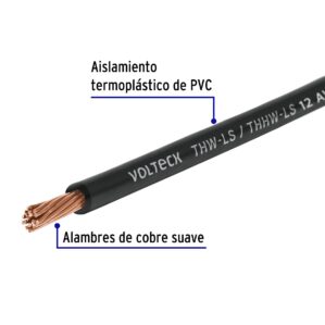 Cable Luz 12 AWG THHW-LS negro rollo 100m