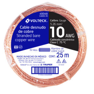 Metro Cable cobre desnudo calibre 10awg