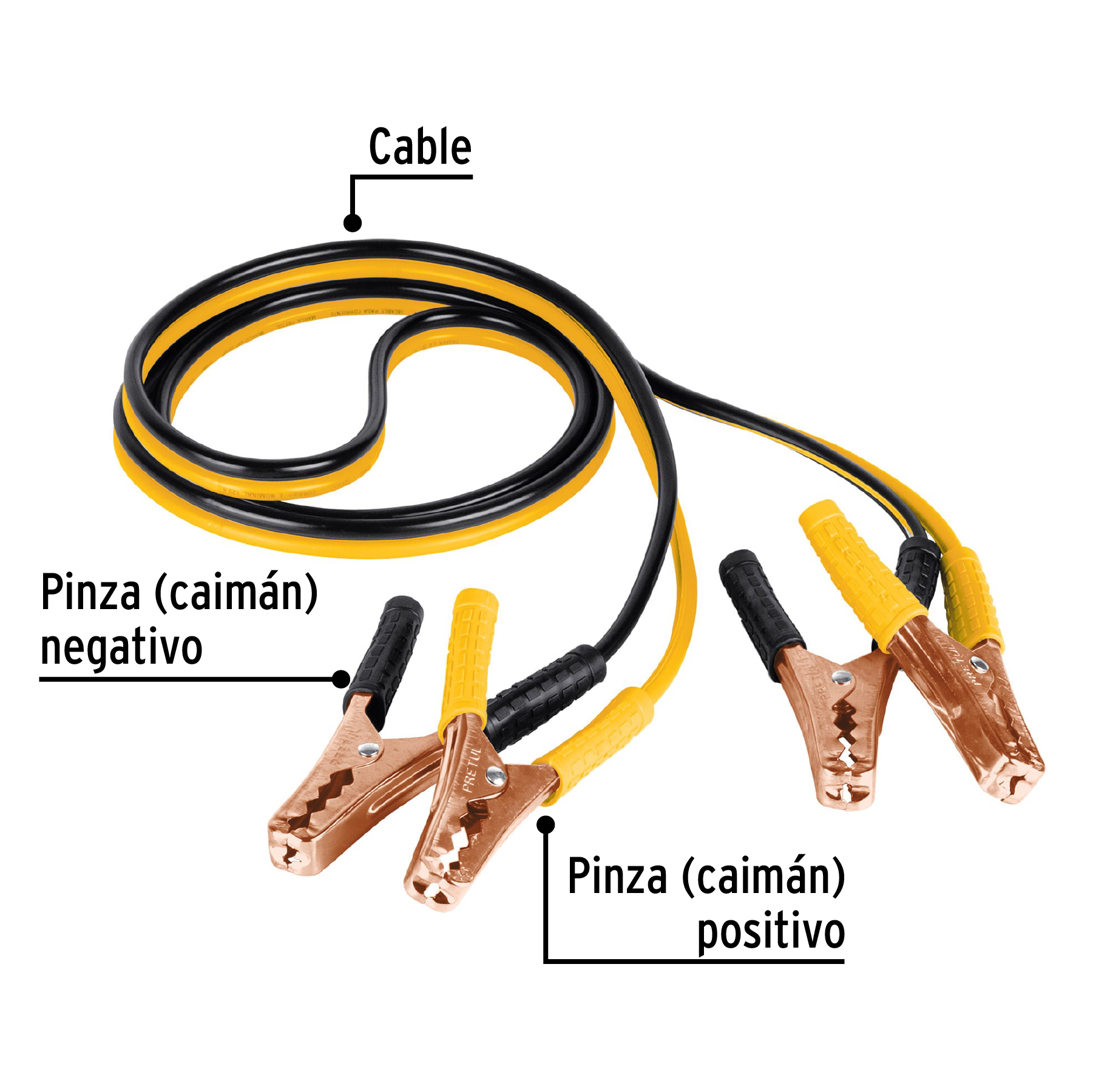 Cables pasa corriente de 2.5m calibre 10awg 125A Pretul