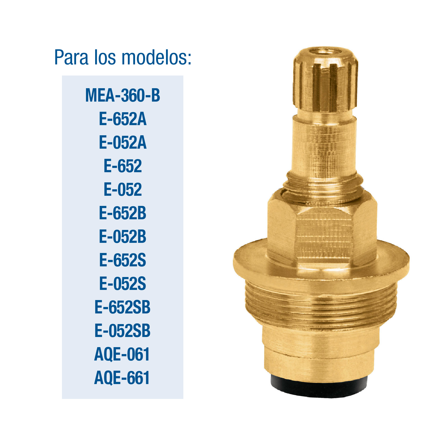 Arbol Cartucho de compresion para llaves de empotrar regadera