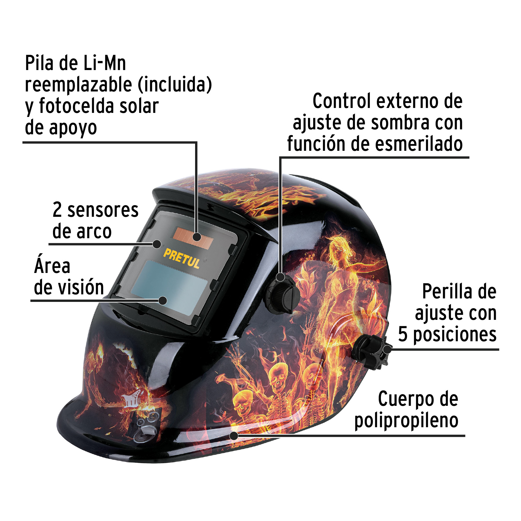 Careta electronica para soldar Sombra 9 a 13 Pretul