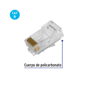 Plug RJ45 CAT6 Bolsa con 20 piezas VOLTECK