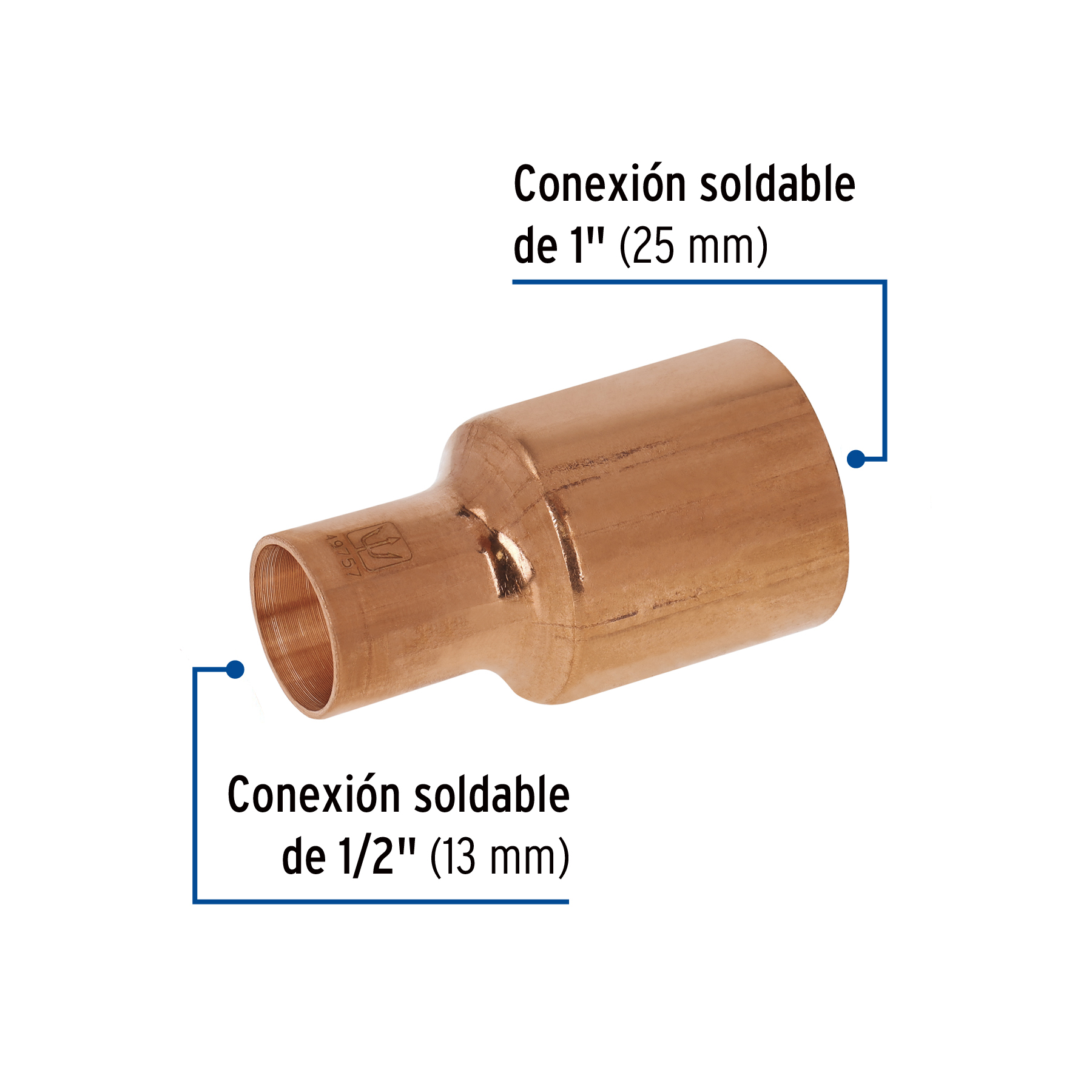 Cople reduccion bushing cobre de 1"x1/2"