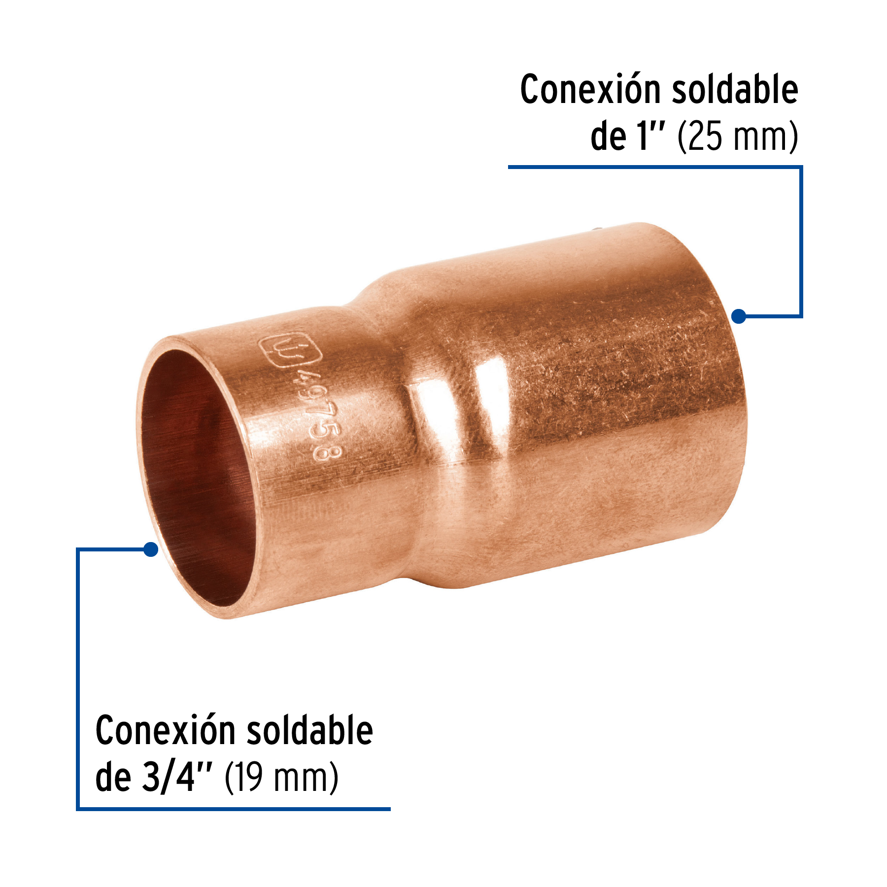 Cople reduccion bushing cobre 1"x 3/4"