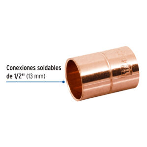 Cople de cobre 1/2" con Tope