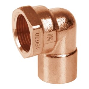 Codo Conector Pipa 90° de cobre rosca interior 1/2"
