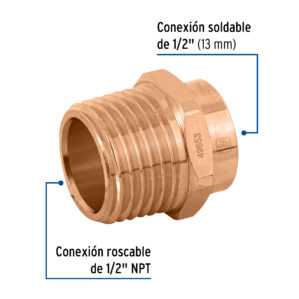 Conector de cobre macho rosca exterior 1/2"