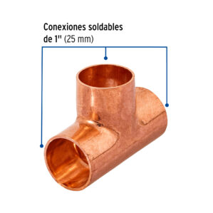 Tee de cobre sencilla, 1"