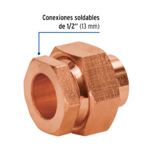 Tuerca union cobre a rosca externa de 1/2"