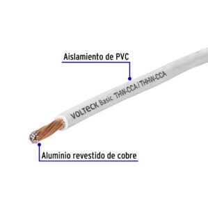 Rollo de 100m de cable THW CCA Calibre 10 Blanco Alucobre