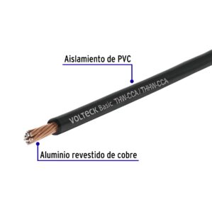 Rollo de 100m de cable THW CCA Calibre 10 Negro Alucobre