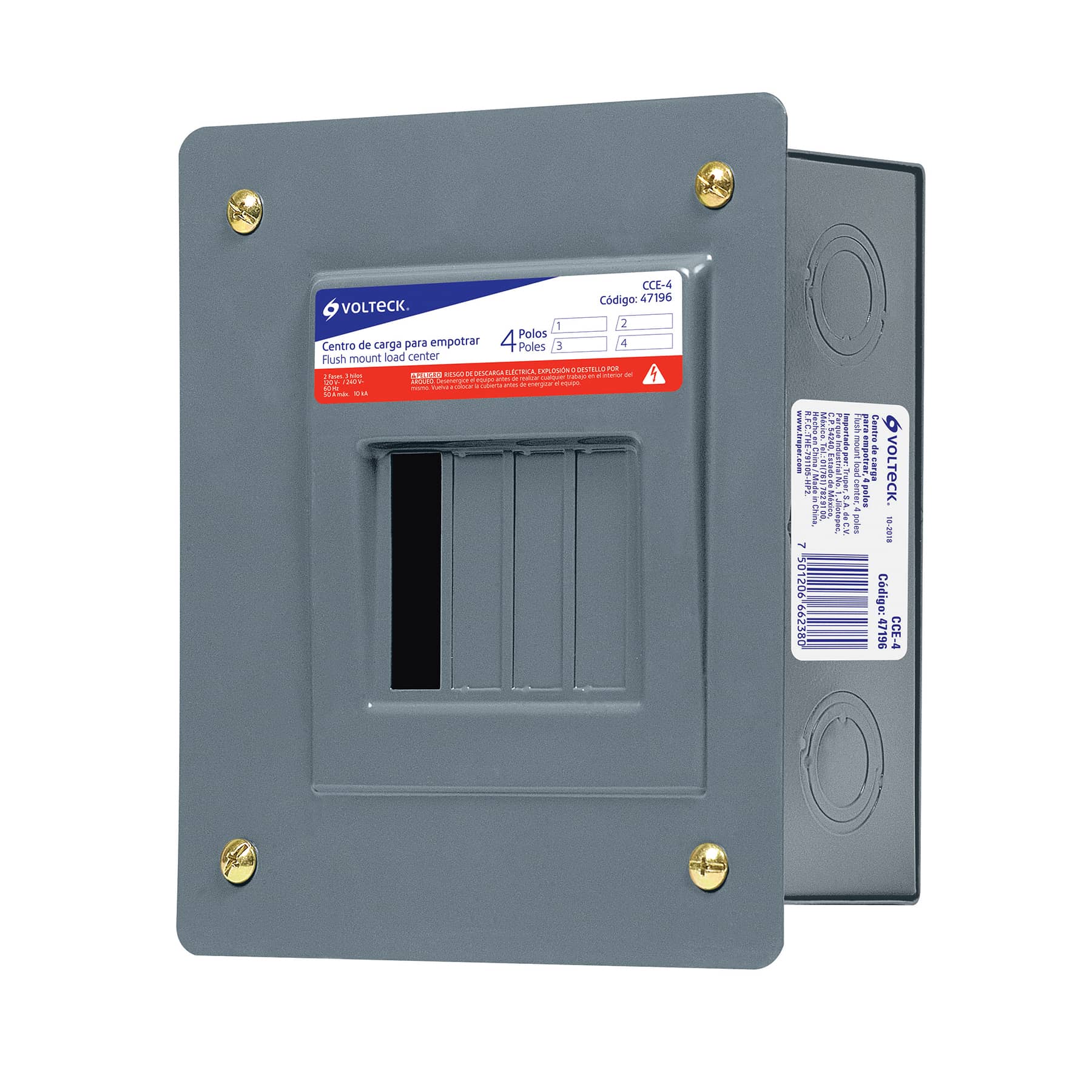 Centro de carga empotrable 4 polos Volteck