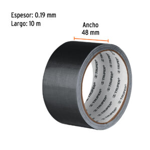 Cinta negra para ducto 10m x 48mm, espesor 0.19mm, Truper