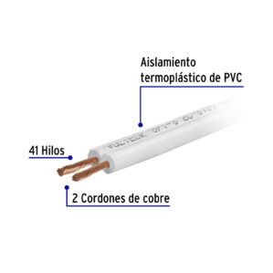 Cable luz Duplex 14AWG POT Flexible SPT rollo 100m