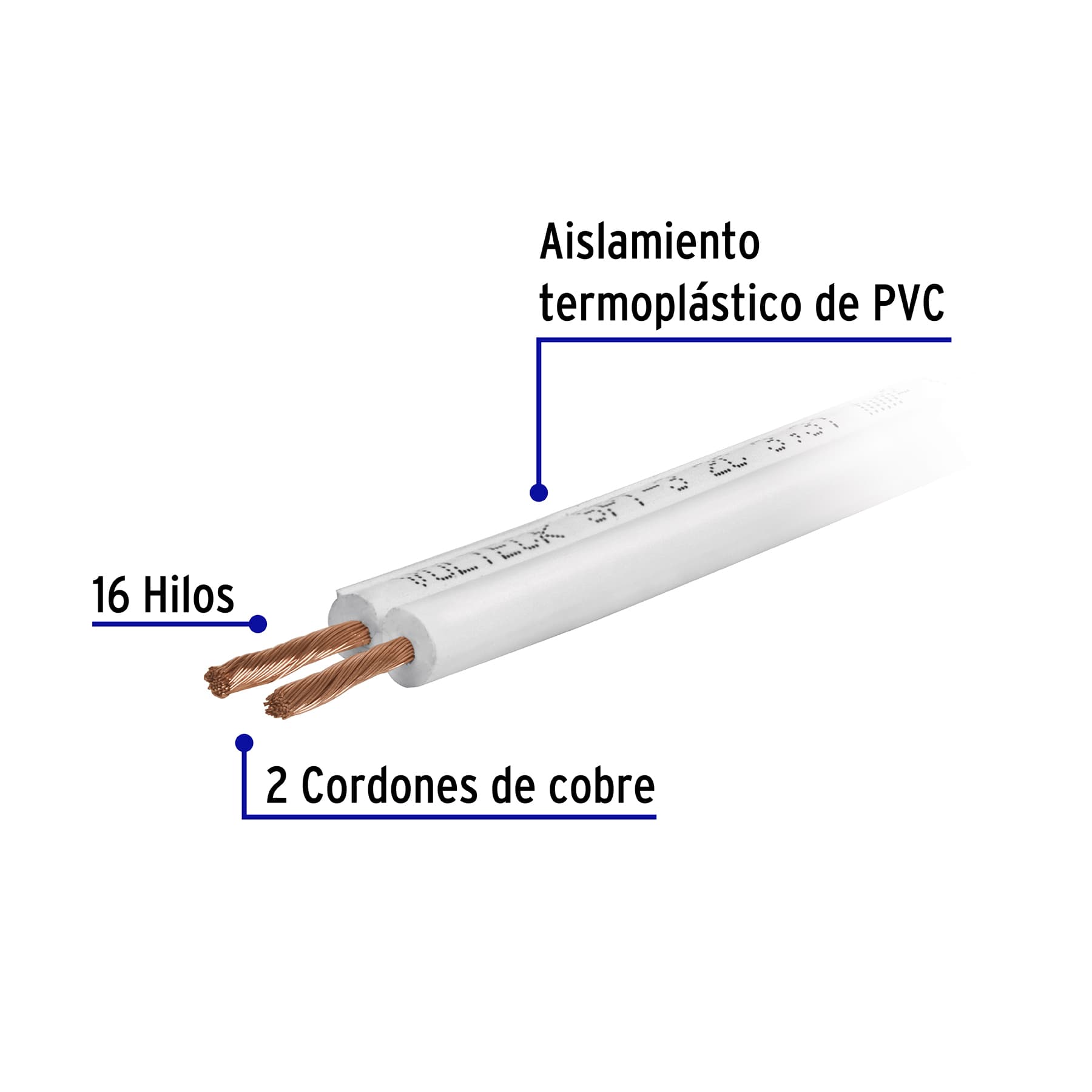 Cable Luz Duplex 18 AWG POT Flexible SPT Rollo 100m