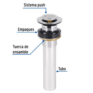 Contra para lavabo sin rebosadero sistema push 1-1/4"