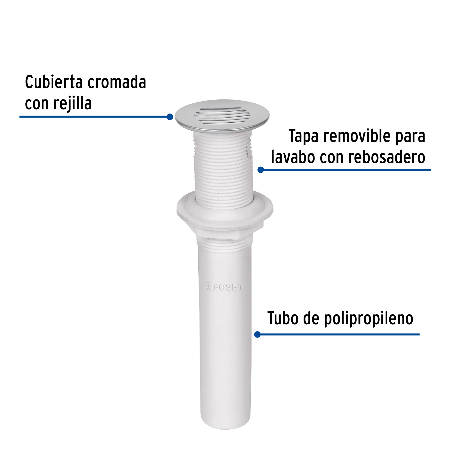 Contra para lavabo con rebosadero polipropileno 1-1/4"