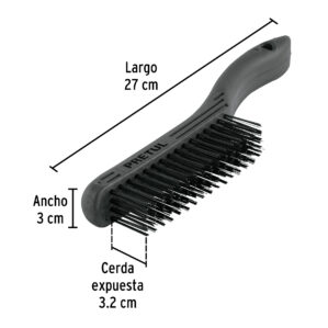 Cepillo de alambre cerdas acero carbono 64 pinceles Pretul