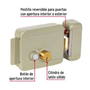 Cerradura electromecanica con boton derecha Hermex