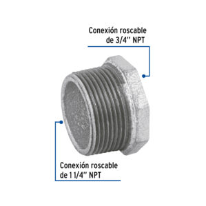 Reduccion bushing acero galvanizado de 1-1/4 x 3/4