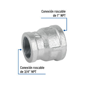 Reduccion campana acero galvanizado 1" x 3/4"