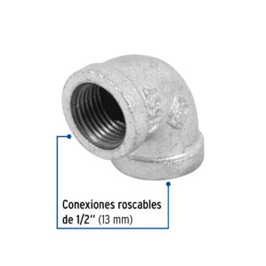 Codo 90° acero galvanizado 1/2"