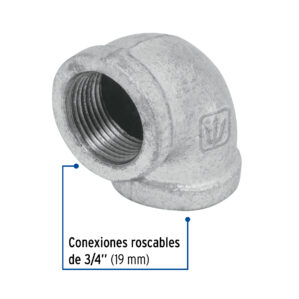 Codo 90° acero galvanizado 3/4"