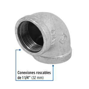 Codo 90° Acero galvanizado 1-1/4"