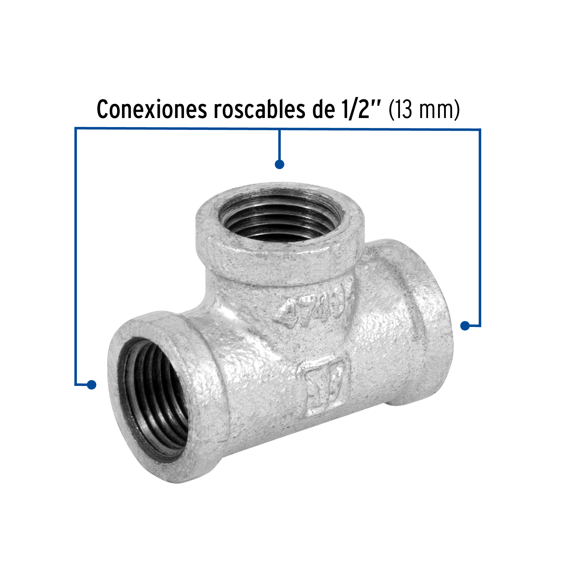 Tee sencilla acero galvanizado 1/2"