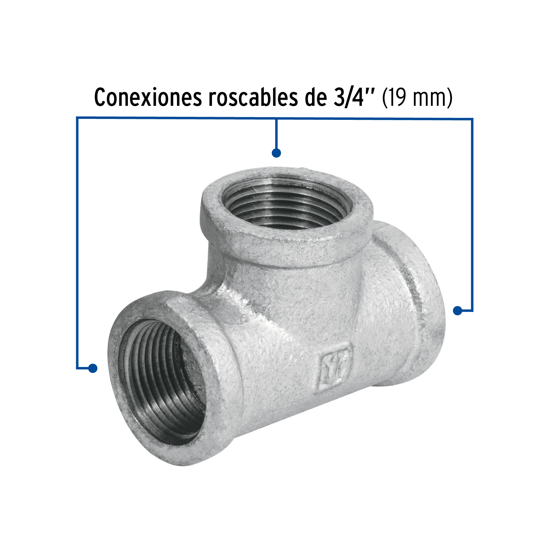 Tee sencilla acero galvanizado 3/4"