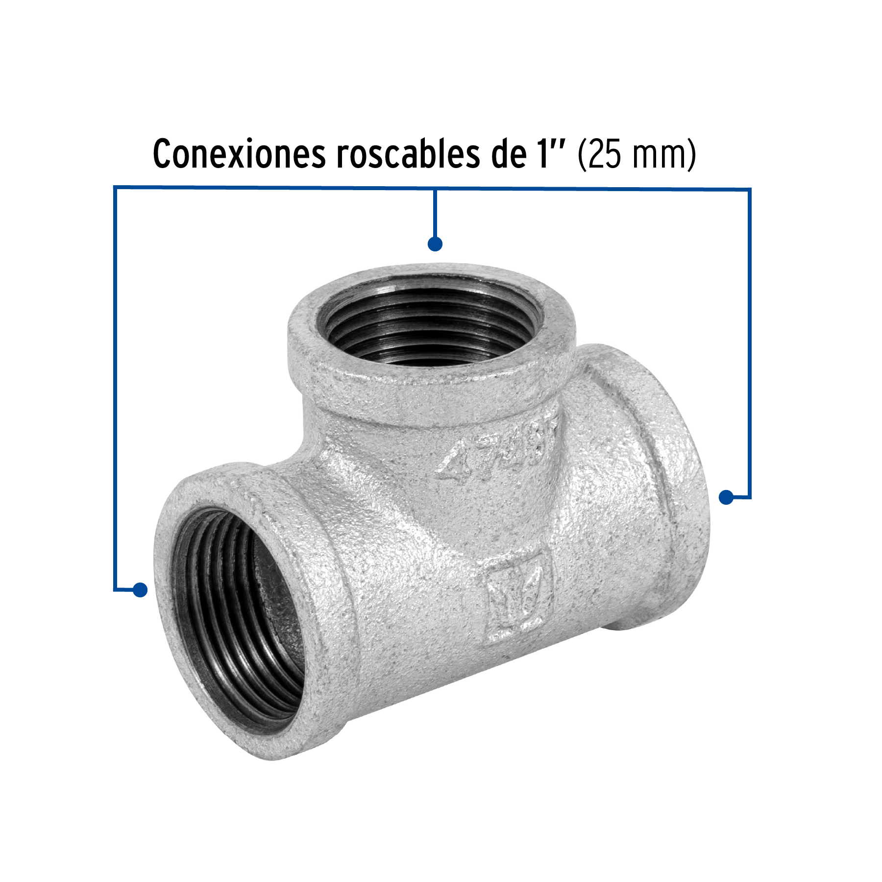 Tee sencilla acero galvanizado 1"