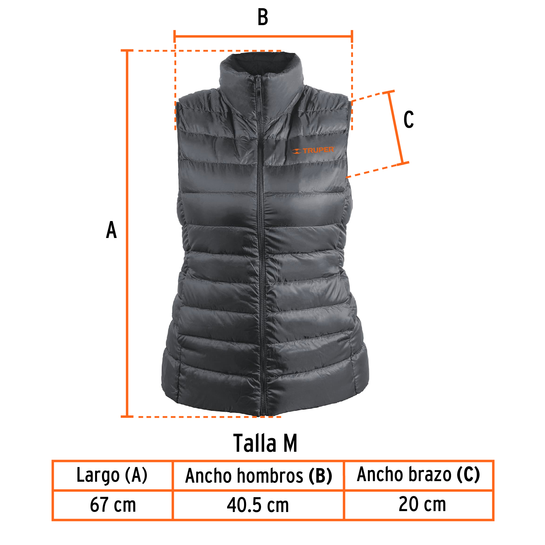 Chaleco de plumas para dama talla mediana