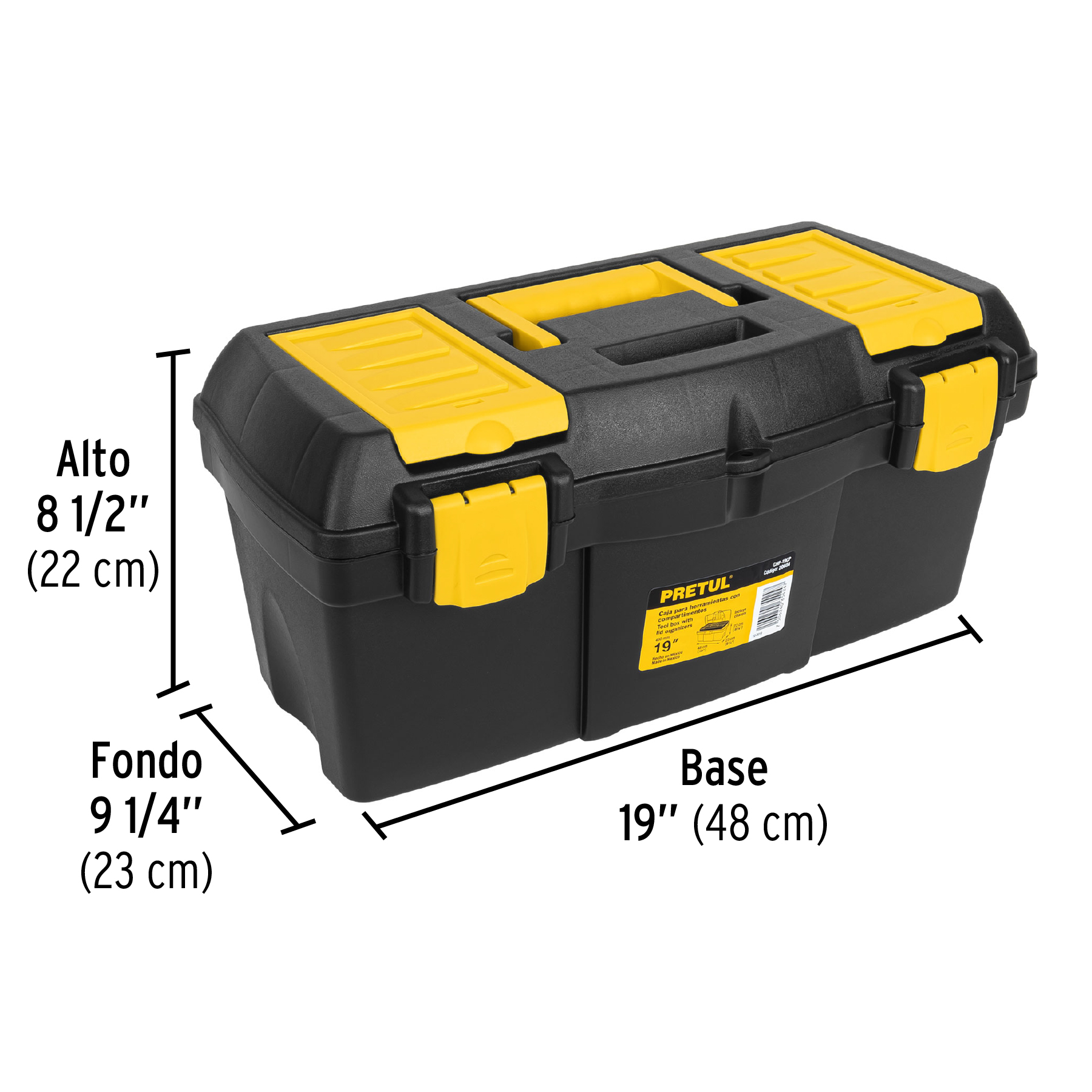 Caja plastica para herramientas Compartimientos 19" Pretul