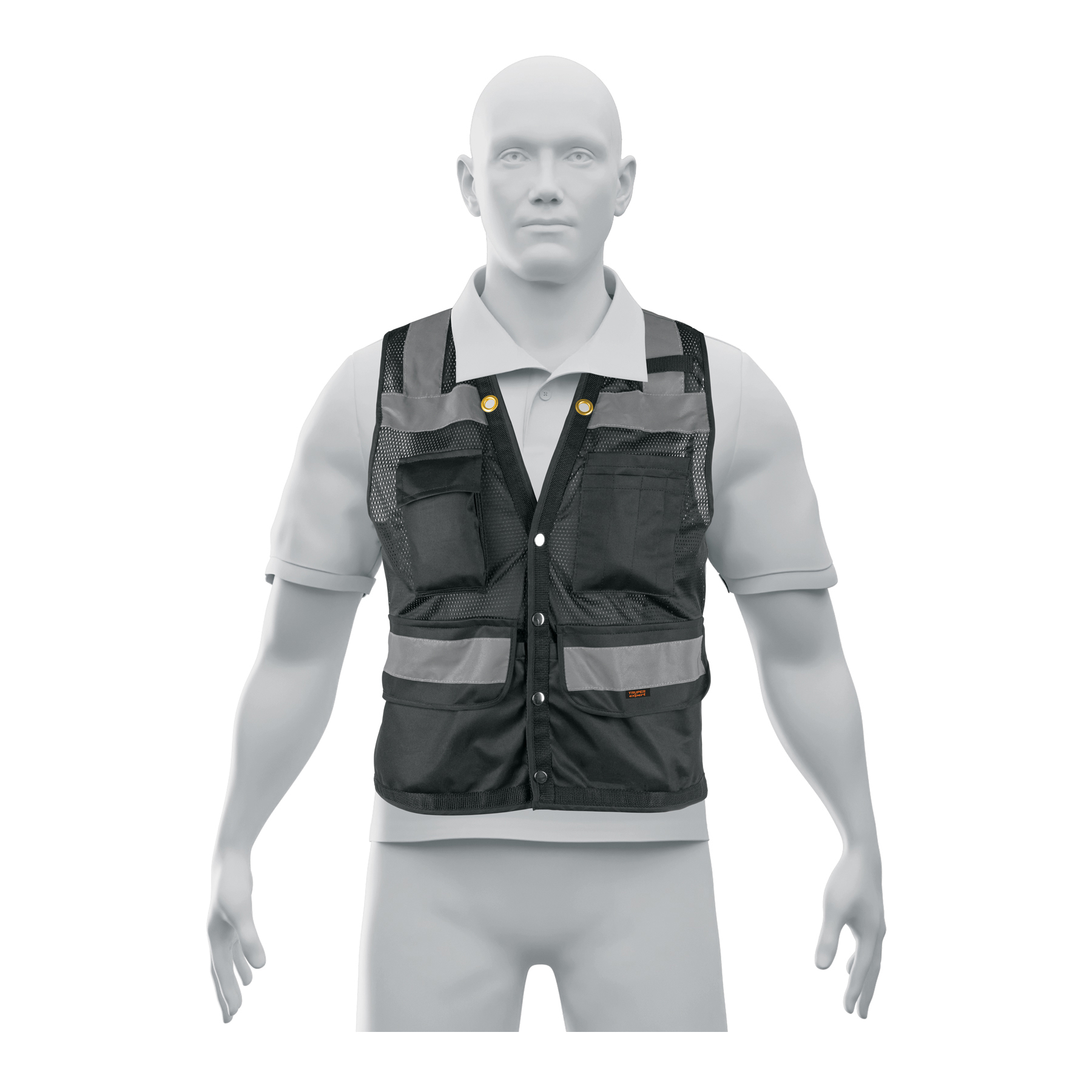 Chaleco seguridad reforzado Negro con bolsas Extra Grande