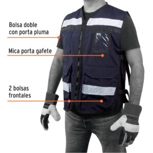Chaleco brigadista con cintas reflejantes color azul marino