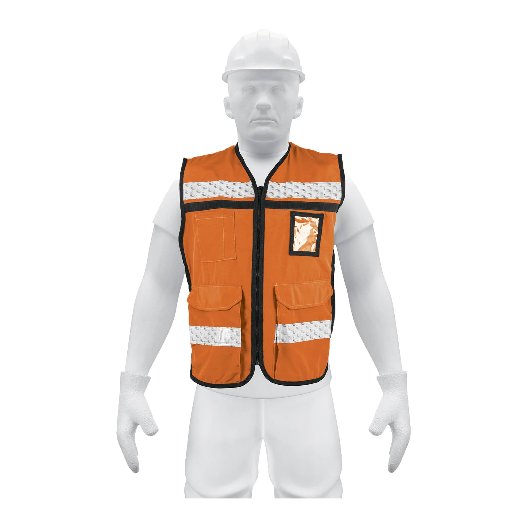Chaleco brigadista con cintas reflejantes color naranja