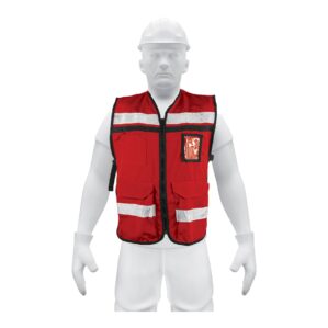 Chaleco brigadista Seguridad cintas reflejantes color rojo