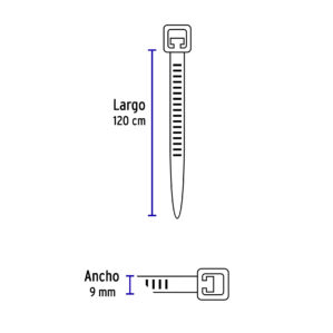 Cincho plastico reforzado 120cm de 9mm pack 10 piezas
