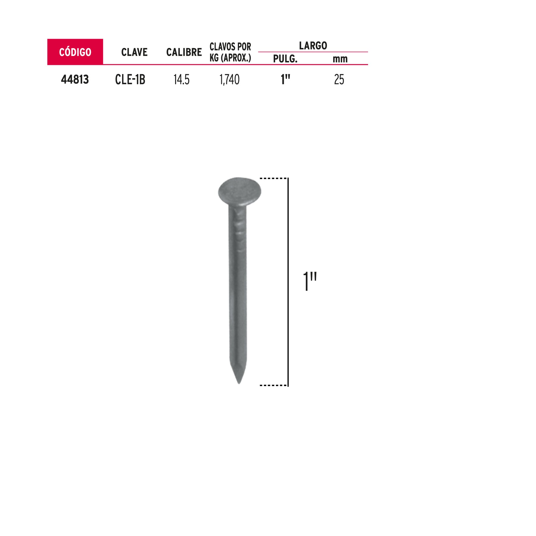Clavos para Madera 1" bolsa de 1kg