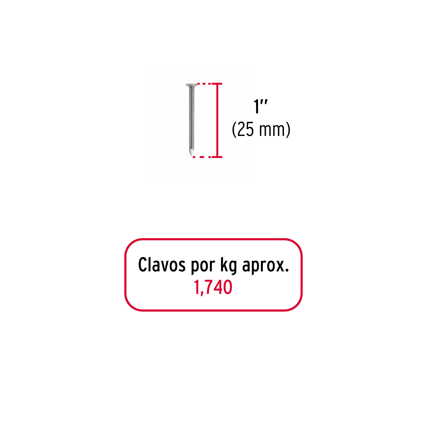 Clavos para Madera 1" bolsa de 1kg
