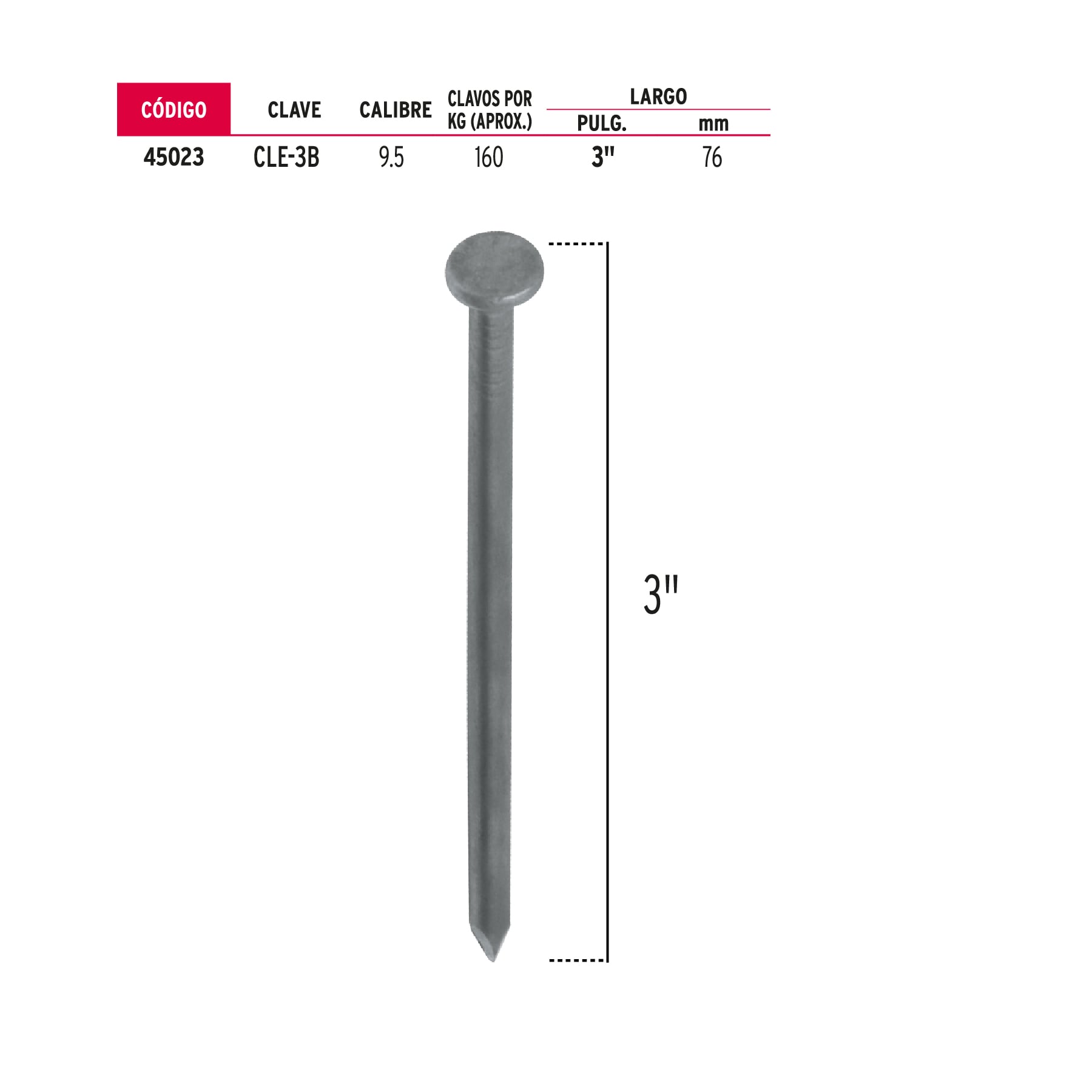 Clavos para Madera 3" bolsa de 1kg
