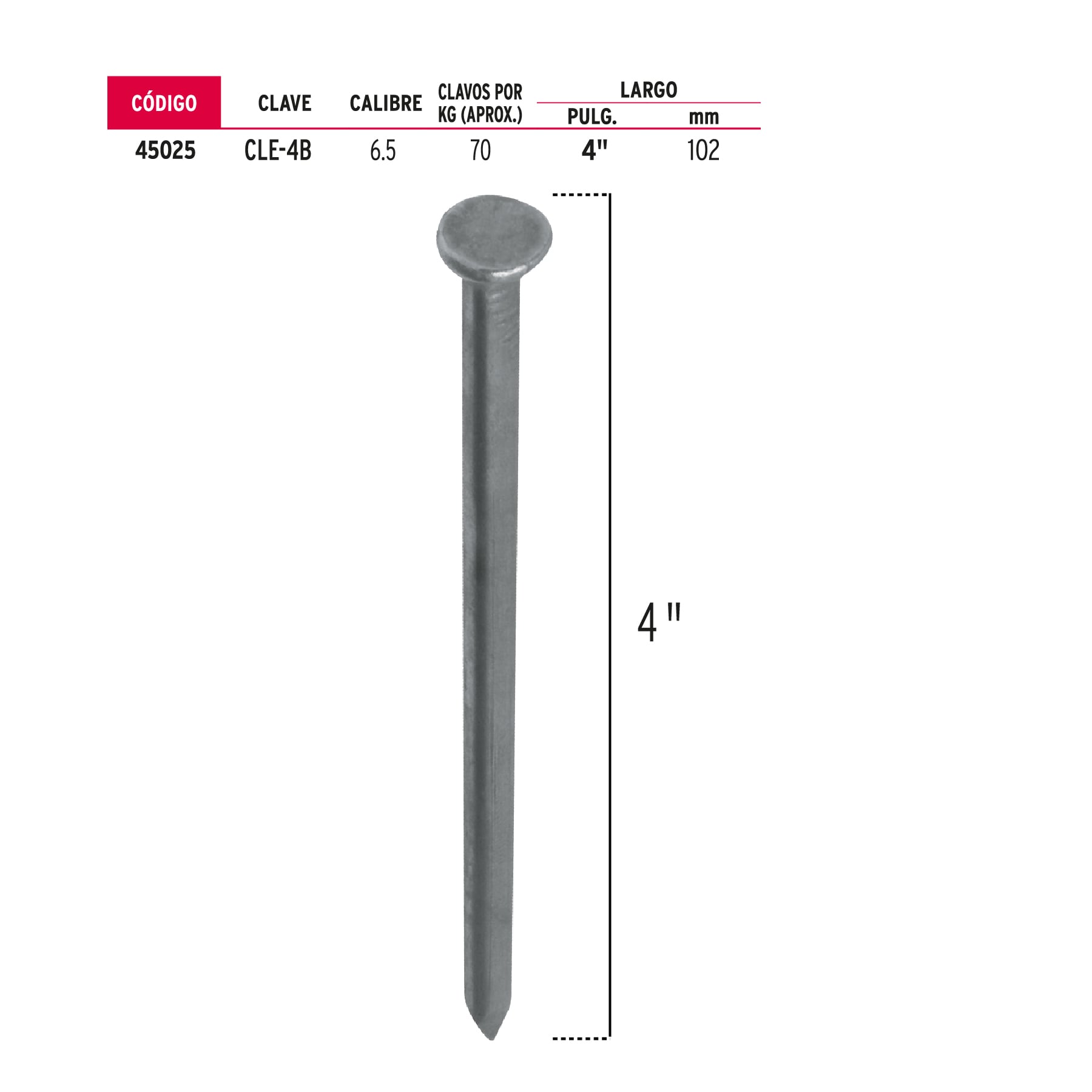 Clavos para Madera 4" bolsa de 1kg