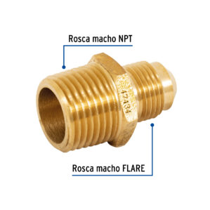 Niple terminal de laton para gas 3/8" x 1/2"