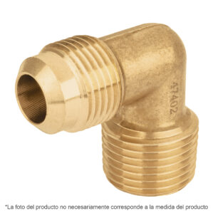 Codo terminal a 90° de laton, 3/8 x 3/8"