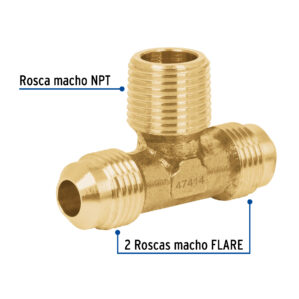Tee terminal centro de laton, 3/8"